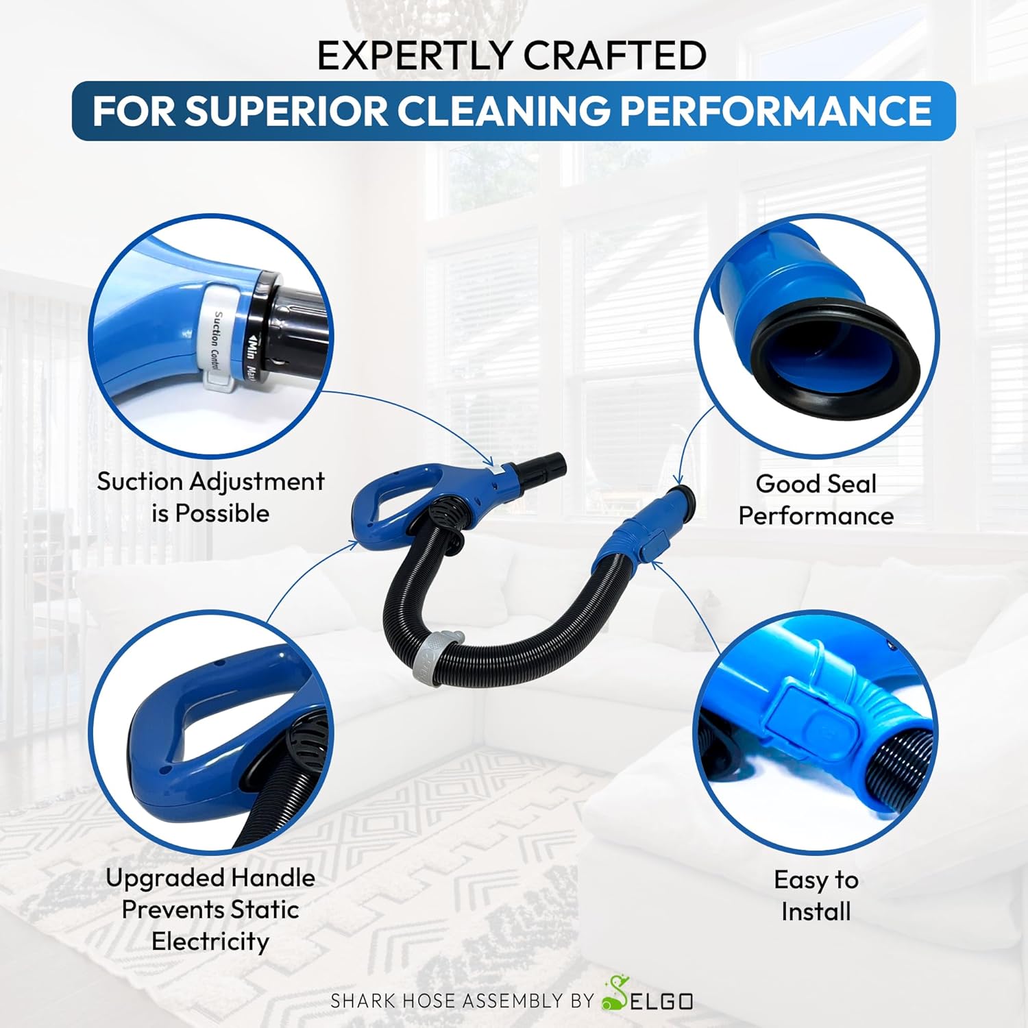 Upgraded OEM Selgo Replacement Hose Handle for Shark Navigator Rotator Lift-Away for ZU561, ZU562, (ZU560 Blue), (UV725 Gray) - Upright Bagless Vacuum Cleaners Handle - Shark Rotator Lift-Away…