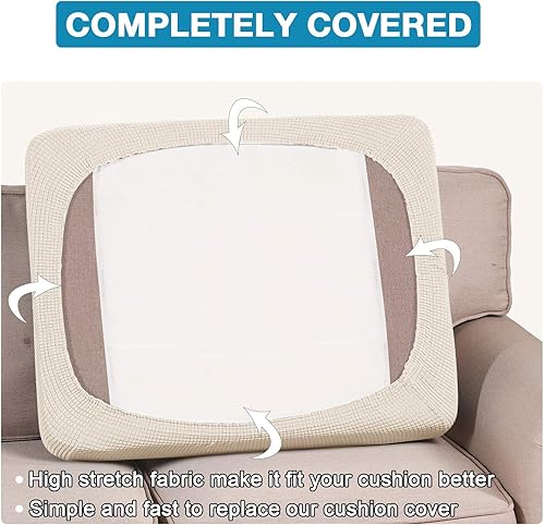 Vista 104 de Funda de cojín de alta elasticidad, para sofá, funda de cojín protectora para sofá, para asiento de sofá, cubierta para sofá suave, flexible