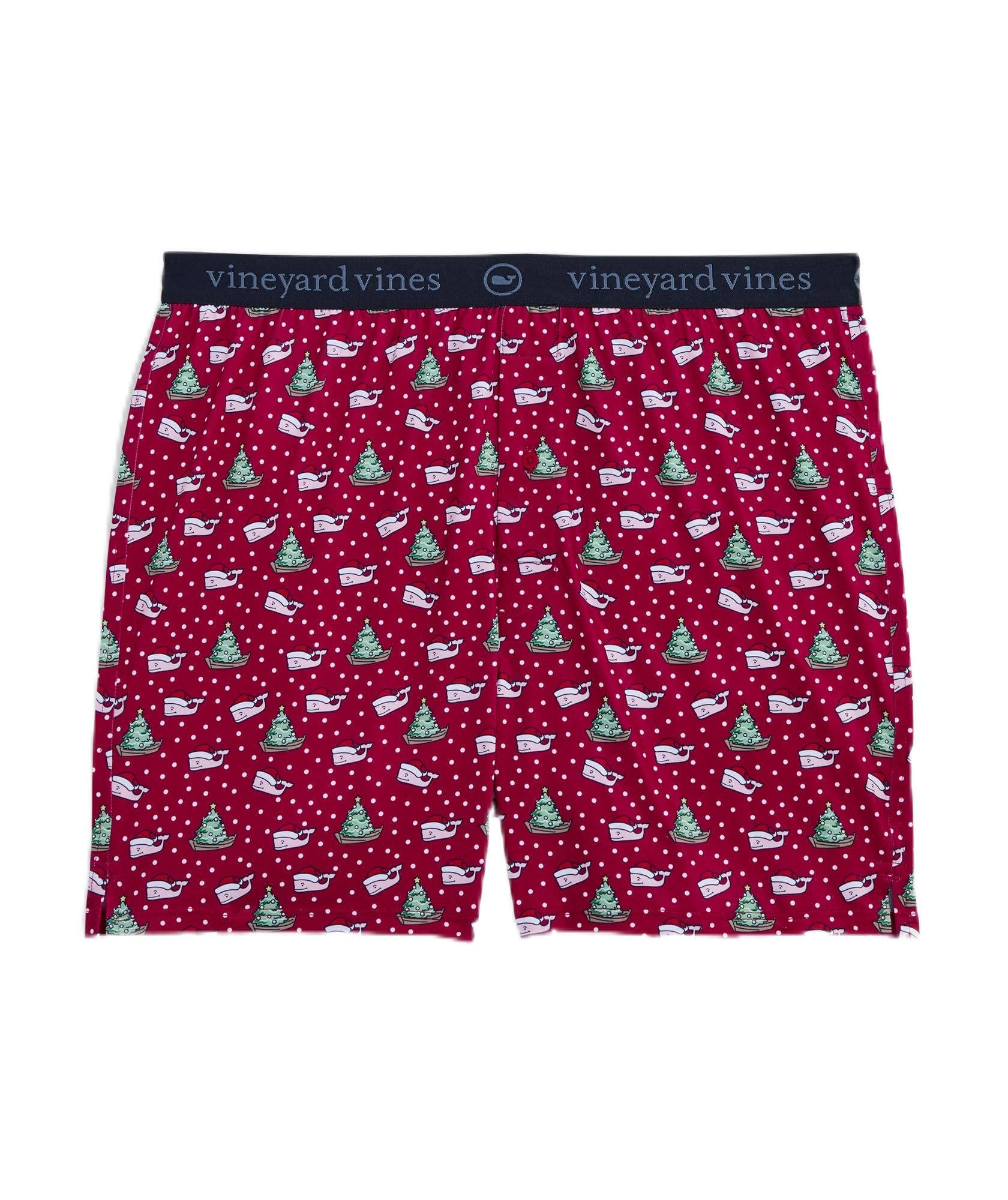 vineyard vines Men's Sankaty Boxers Shorts, Santa Whale Red, M
