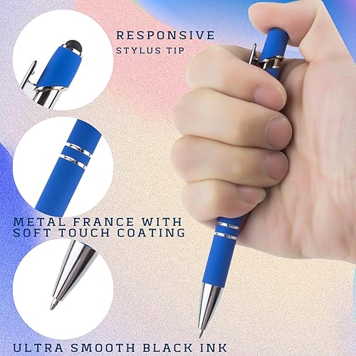 Miniatura 2 de SHIBASHAN Bolígrafos con punta de lápiz, 12 lápices capacitivos de metal retráctil para pantallas táctiles, tinta negra de 0.039 pulgadas (color