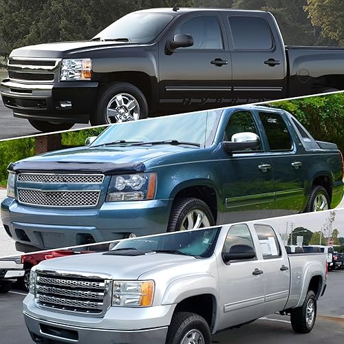 Miniatura 3 de CMVT Auto Viseras de ventana para Chevy Silverado 07-14 y GMC Sierra 15002500 HD 3500 HD, deflector de sombra de ventilación, color humo oscuro