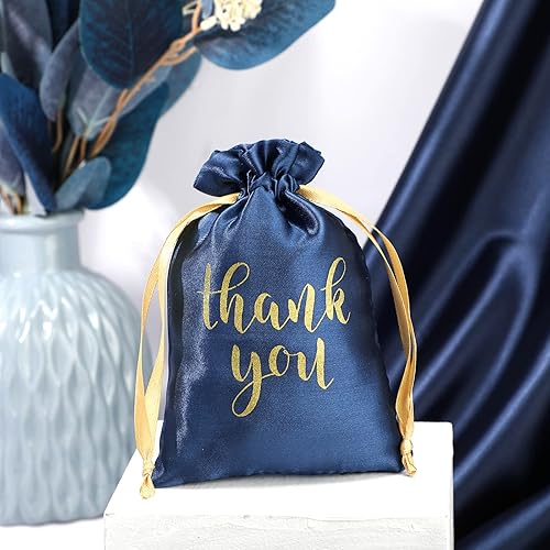 Miniatura 8 de Sieral 50 piezas de bolsas de regalo de satén con cordón "Thank You" para joyería y dulces, bolsas para mujeres, para Navidad, boda, baby shower,