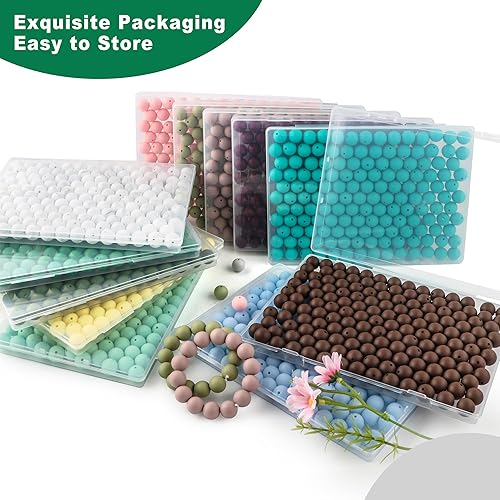 Miniatura 7 de HHCFAST 150 cuentas de silicona de 0.591 in, cuentas de silicona para hacer llaveros, cuentas de silicona a granel para hacer pulseras, collares y