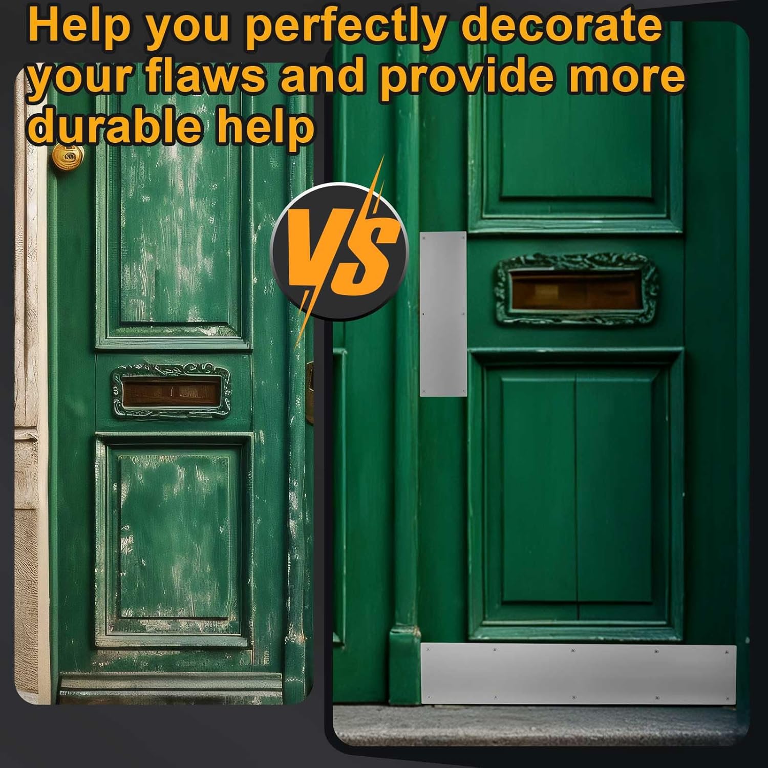 Blulu 2 Pcs Metal Door Kick Plates, 4 x 16 Inch and 8 x 30 Inches Aluminum Brushed Kick Plates for Dog Scratching Exterior Interior Bottom of Door Protection Decor Anti Scratch Resistant Accessories