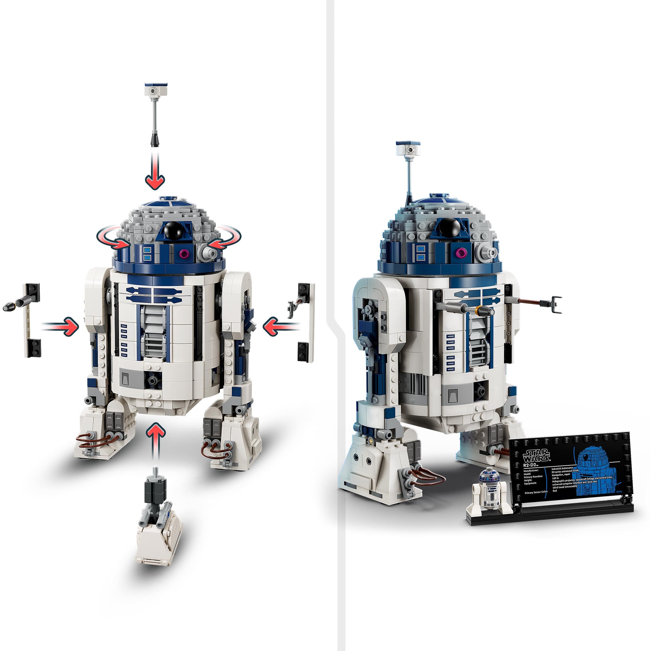 LEGO Star Wars 75379 R2-D2 Spielzeug – Spielfigur zum Ausstellen mit drehbarem Kopf, Periskop und Werkzeugen mit Darth Malak Minifigur – Geschenk für Jungs ab 10 Jahren und Erwachsene
