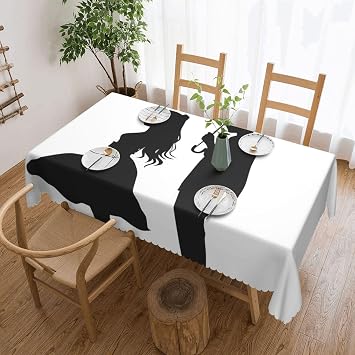 Anime Lovers Silhouette Rectangle Tablecloth 54 x 72 Inch Stain and Wrinkle Resistant Washable Polyester Table Cloth, Reusable Table Cover Decorative for Wedding Birthday Kitchen Decor