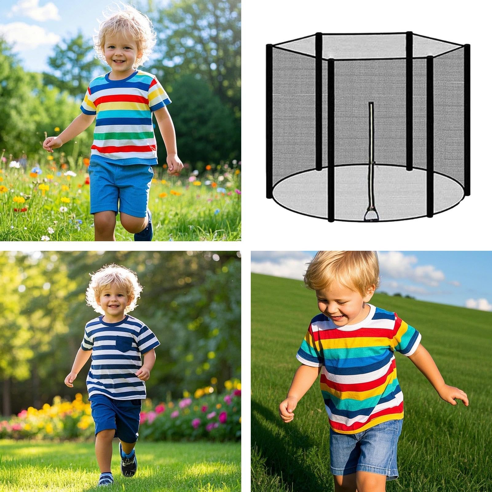 Red de repuesto para cama elástica, resistente a la intemperie, transpirable, de alta densidad, resistente a los rayos UV para niños