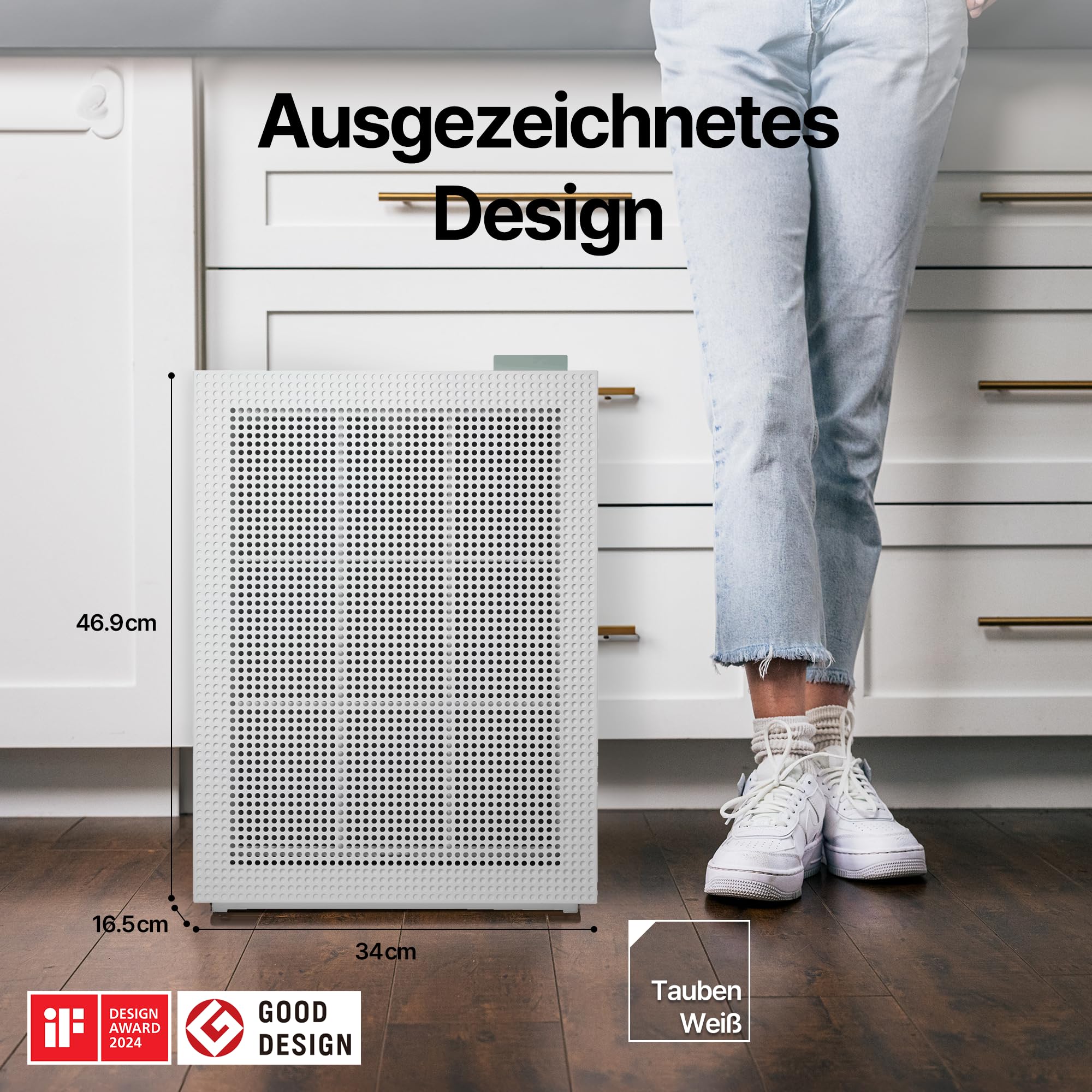 COWAY Luftreiniger Allergiker Zuhause Schlafzimmer air purifier, ECARF und Quiet Mark, Sleep Mode 20 dB, Vorfilter oben entnehmbar und waschbar, Allergie Rauch Pollen Haustiere, Airmega 150, Weiß