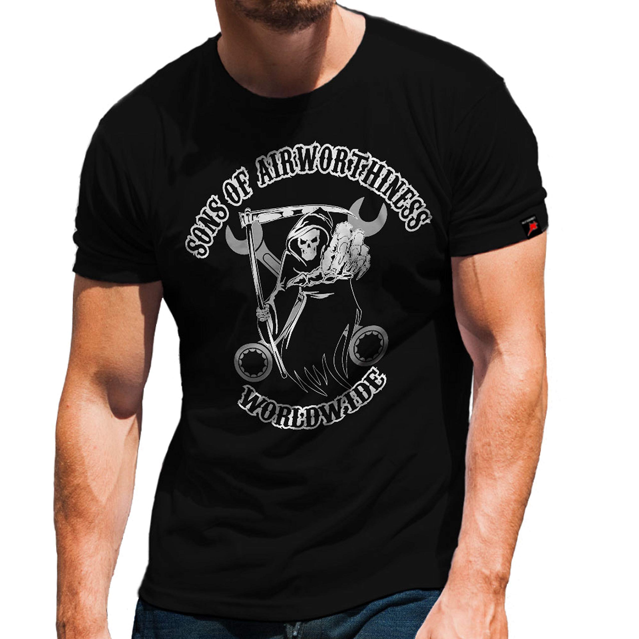 T-shirt Motocycle Member SOA Noir XL - Finition Biker Rocker Haut de Gamme