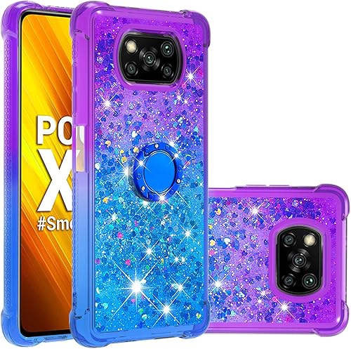 Monwutong Funda de teléfono para Xiaomi Poco X3 NFC, funda para Xiaomi Poco X3 Pro, brillante efecto arena movediza TPU parachoques caso con cuatro Monwutong Funda de teléfono para Xiaomi Poco X3 NFC, funda para Xiaomi Poco X3 Pro, brillante efecto arena movediza TPU parachoques caso con cuatro