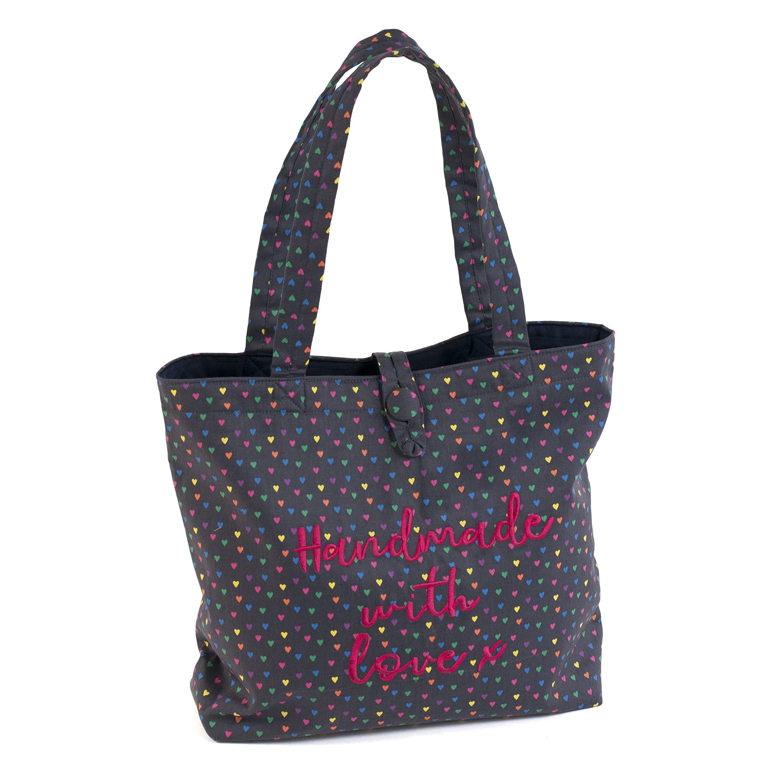 Hobby Gift Hearts - Embroidered Shoulder Tote Craft Bag, Emroidered Hearts