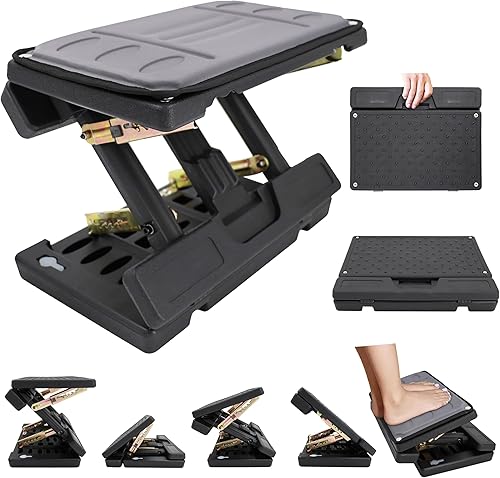 Reposapiés ajustable debajo del escritorio, taburete ergonómico para uso en oficina con masaje (PB-Gris)