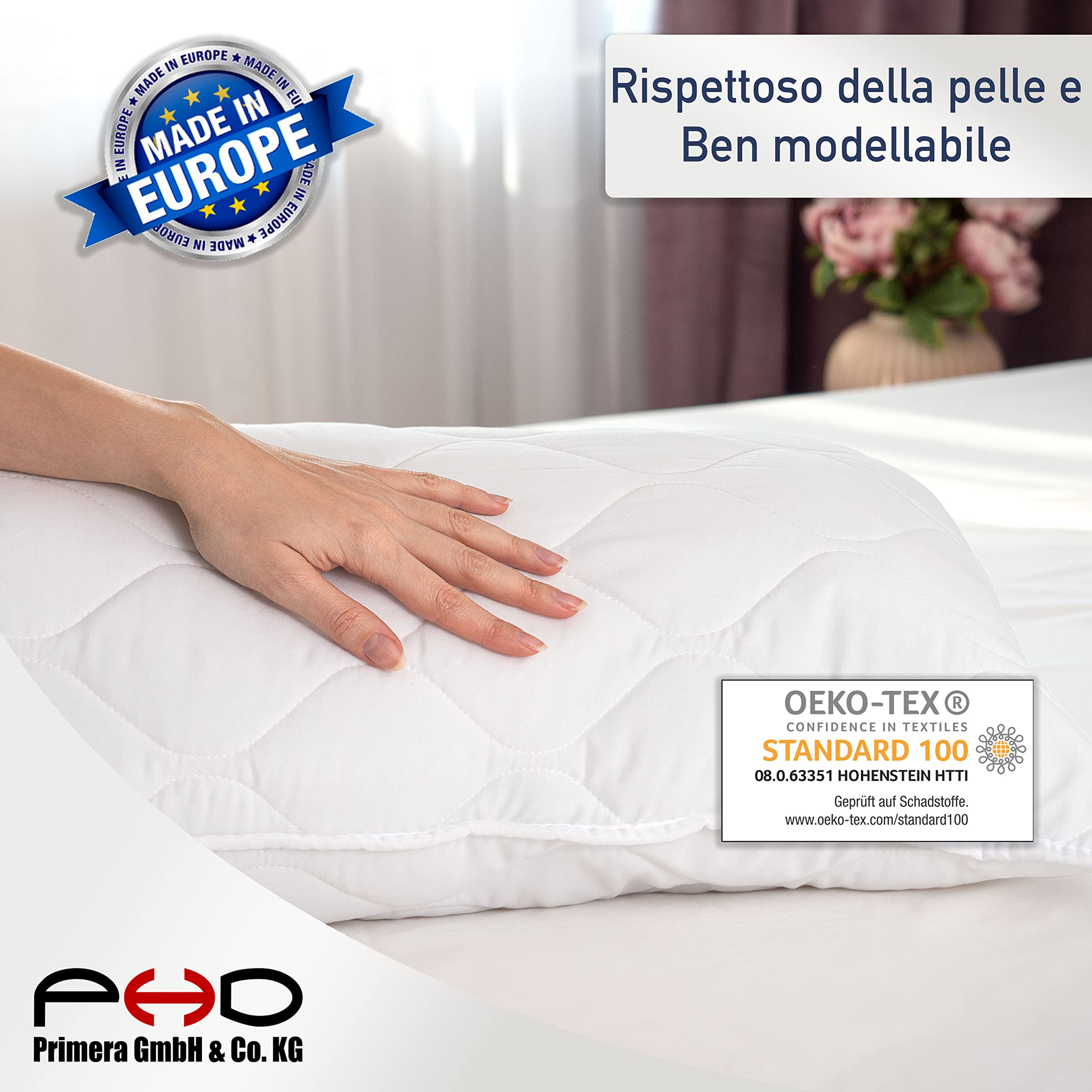 Cuscino Per Dormire Di Lato 40x200 Cm - Bianco, Qualità Tedesca, Made In Polonia - Foto 4