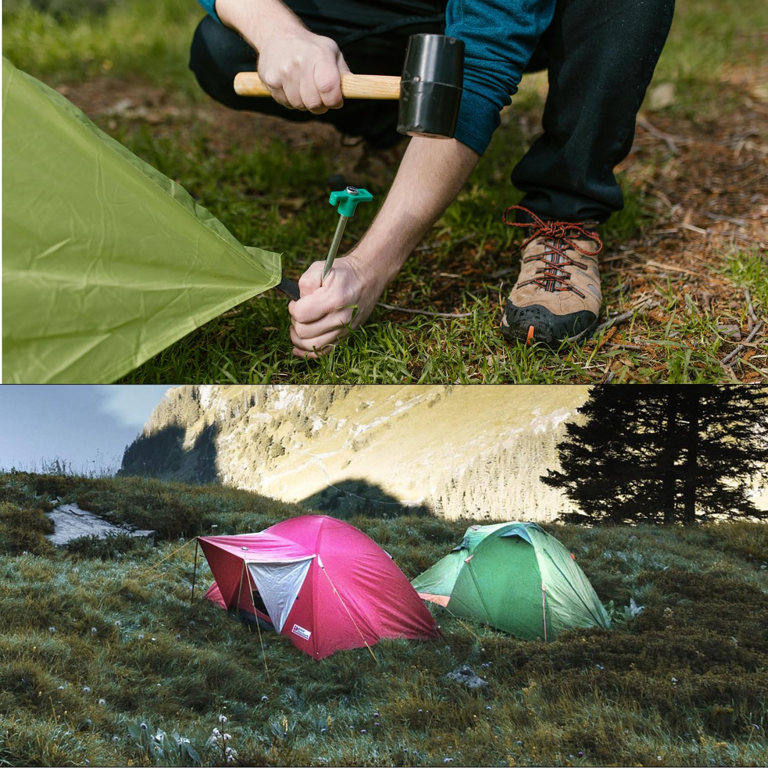 com-four® 16x Pioli per tenda - pioli lunghi e resistenti con montatura in plastica per campeggio e outdoor - ideali per terreni normali e duri