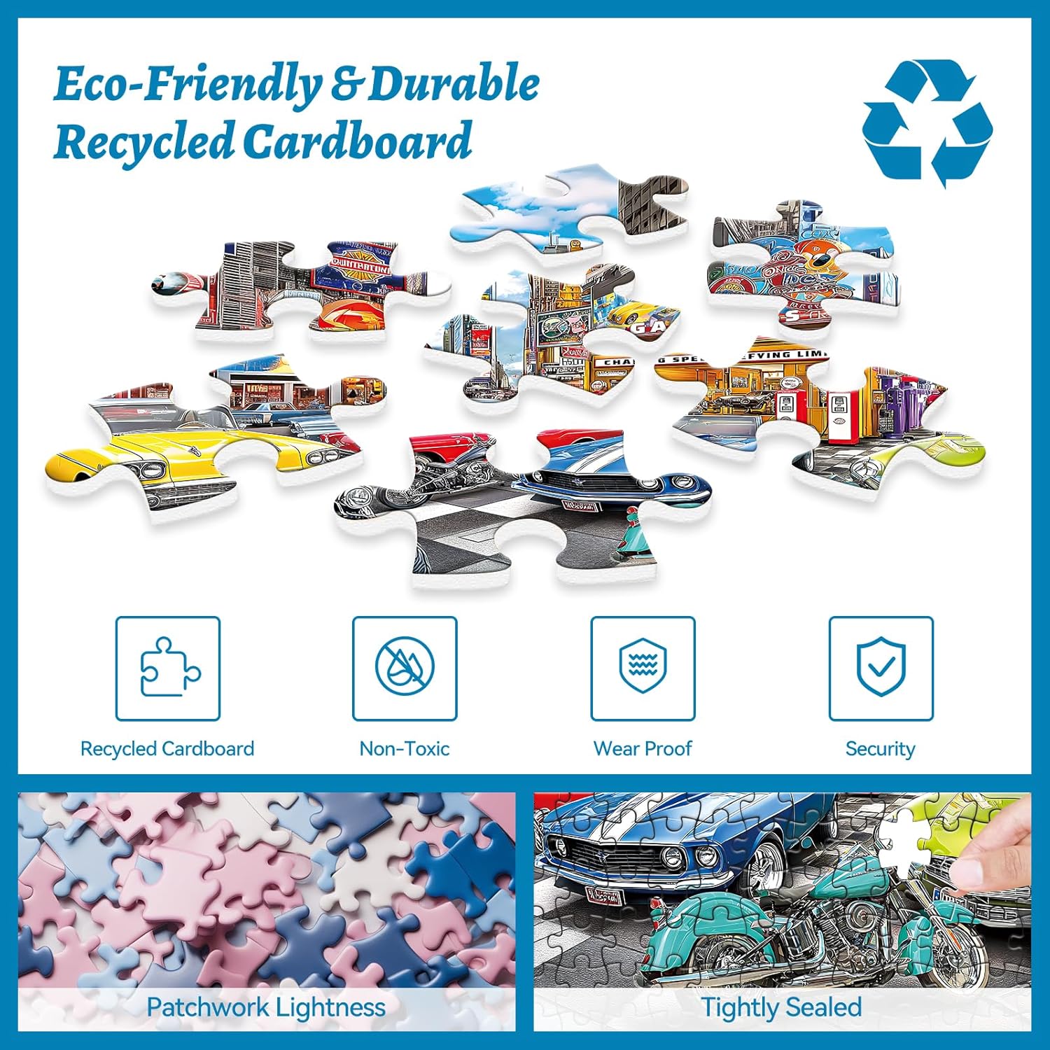 300 Piece Puzzles for Adults, 300 Piece Puzzles for Adults Elderly Large Piece, Car Motorcycle Club Jigsaw Puzzle, Funny Gift for Adult Kids Senior Challenging Family Games Toy, 20.5 X 15 in