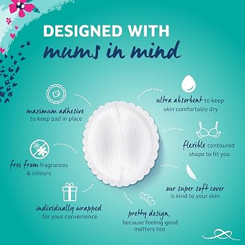 Lil-Lets Nursing Pads 120 Individually Wrapped, Ultra-Thin, Absorbent & Fragrance-Free Comfort & Protection for Nursing Moms Postpartum Maximum Adhesion for Leak & Chafing Nipple Protection