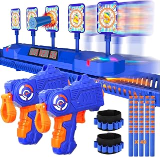 Fibevon Target for Nerf Guns, Electric Scoring Auto Reset Shooting Digital Running Targets, Moving Target for Nerf, Ideal Gift Toy for Kids, Teens, Boys & Girls Aged 5 6 7 8 9 10 11 12 13