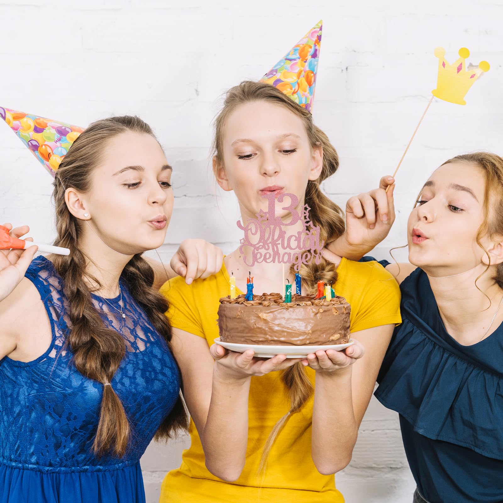 ALLY-MAGIC Tortenaufsatz Zum 13. Geburtstag – Roségold, Glitzernd, Happy 13th Birthday, Nicht Essbar