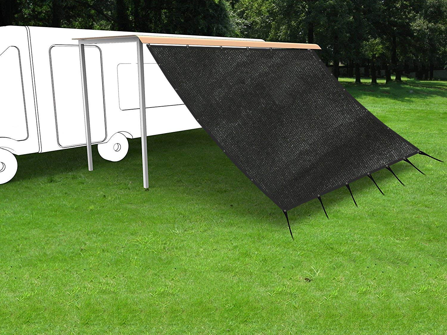 Shatex 8' x 18' RV Awning Shade with 90% Privacy Screen Free Kit, Black