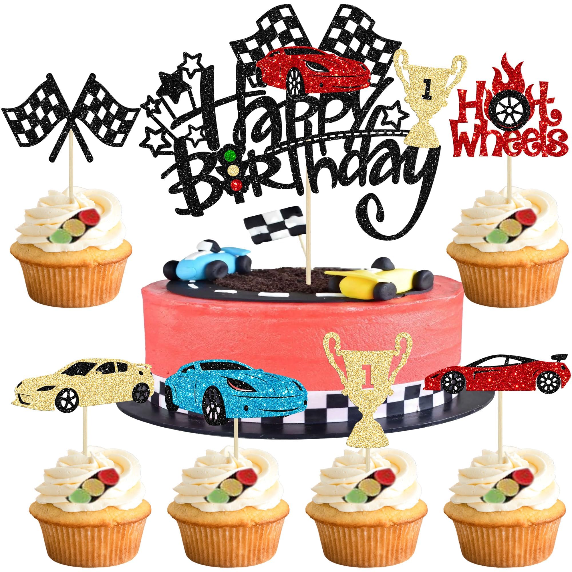 18 Pezzi Toppers Per Cupcake Tema Veicoli Auto Festa - Foto 5