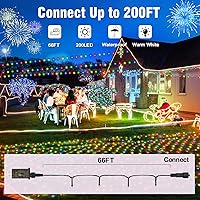 Vista 2 de Nisocy - 200 luces LED de 4 colores para cadenas navideñas, luces de hadas multicolores con cable verde, 8 modos, luces enchufables para árbol