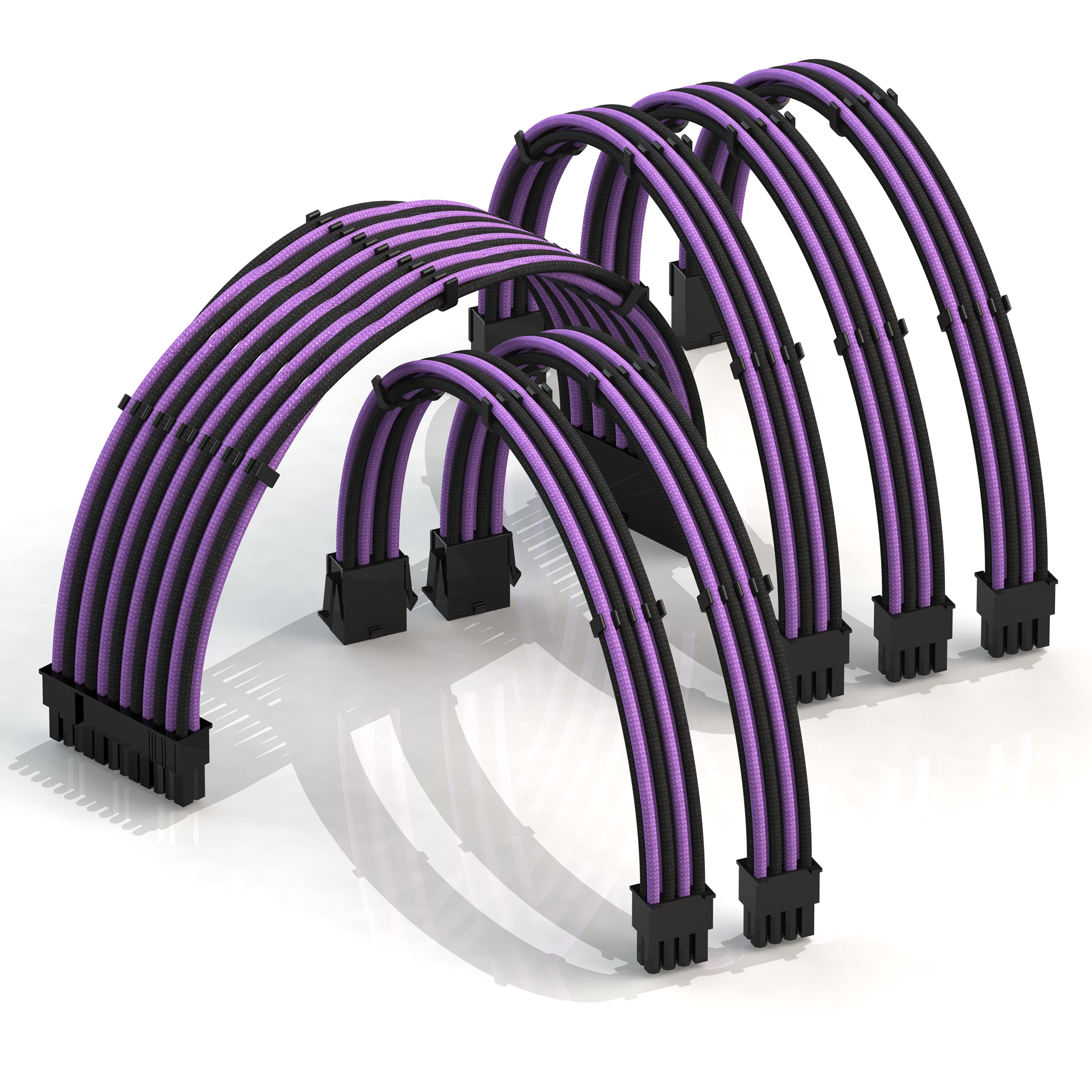 LINKUP - AVA 30cm PSU Cable Extension Sleeved Custom Mod GPU PC Braided w/Comb Kit - Compatible with RTX3090 | 1 x 24 P (20+4) | 2 x 8 P (4+4) CPU | 3 x 8 P (6+2) GPU set | 300mm - Red — view 12