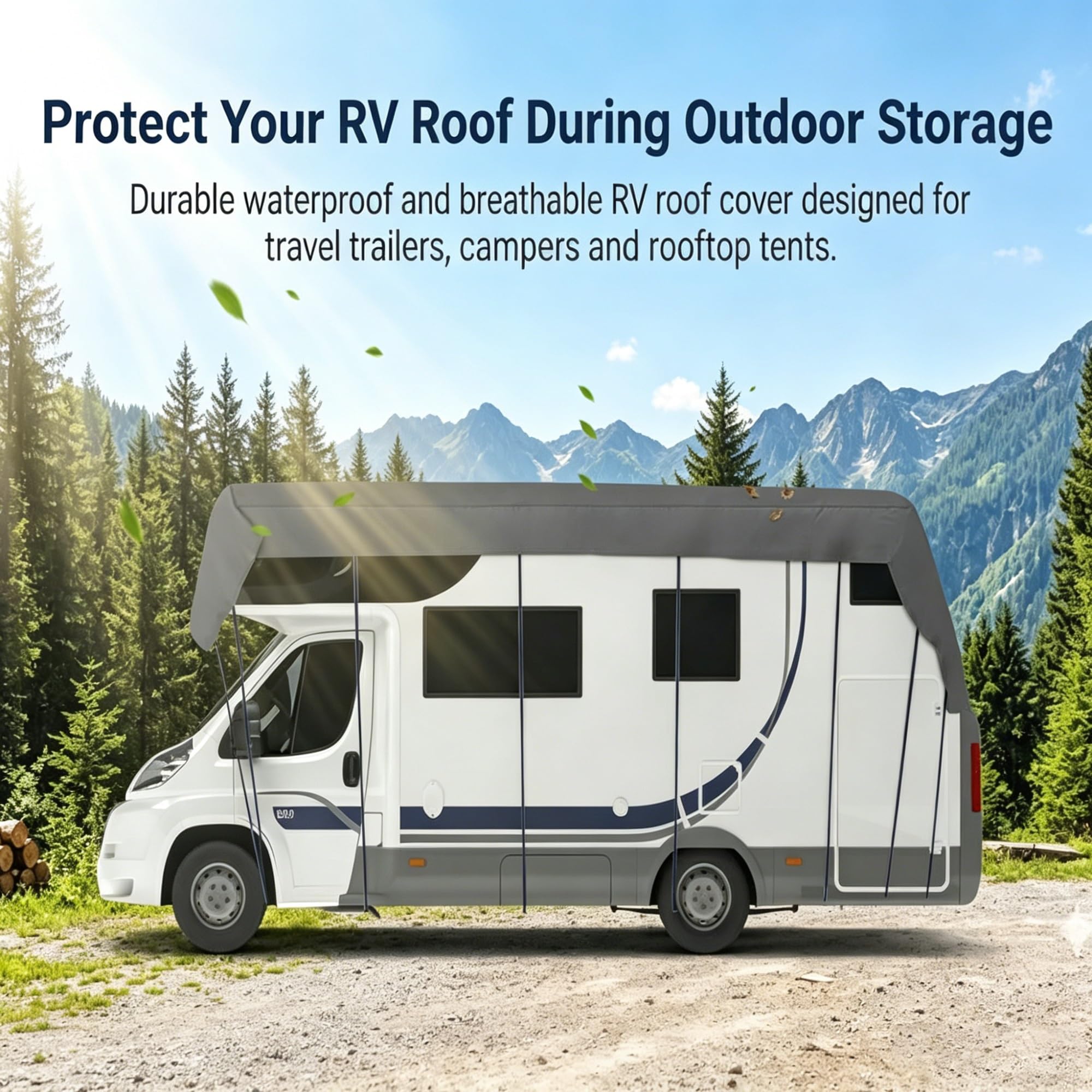 Toldo para Caravana De Tela Oxford 210D | Funda con Protección UV para Proteger Tu Autocaravana | Toldo Impermeable para Caravana(Negro,1300x300cm/42.7x9.8ft)