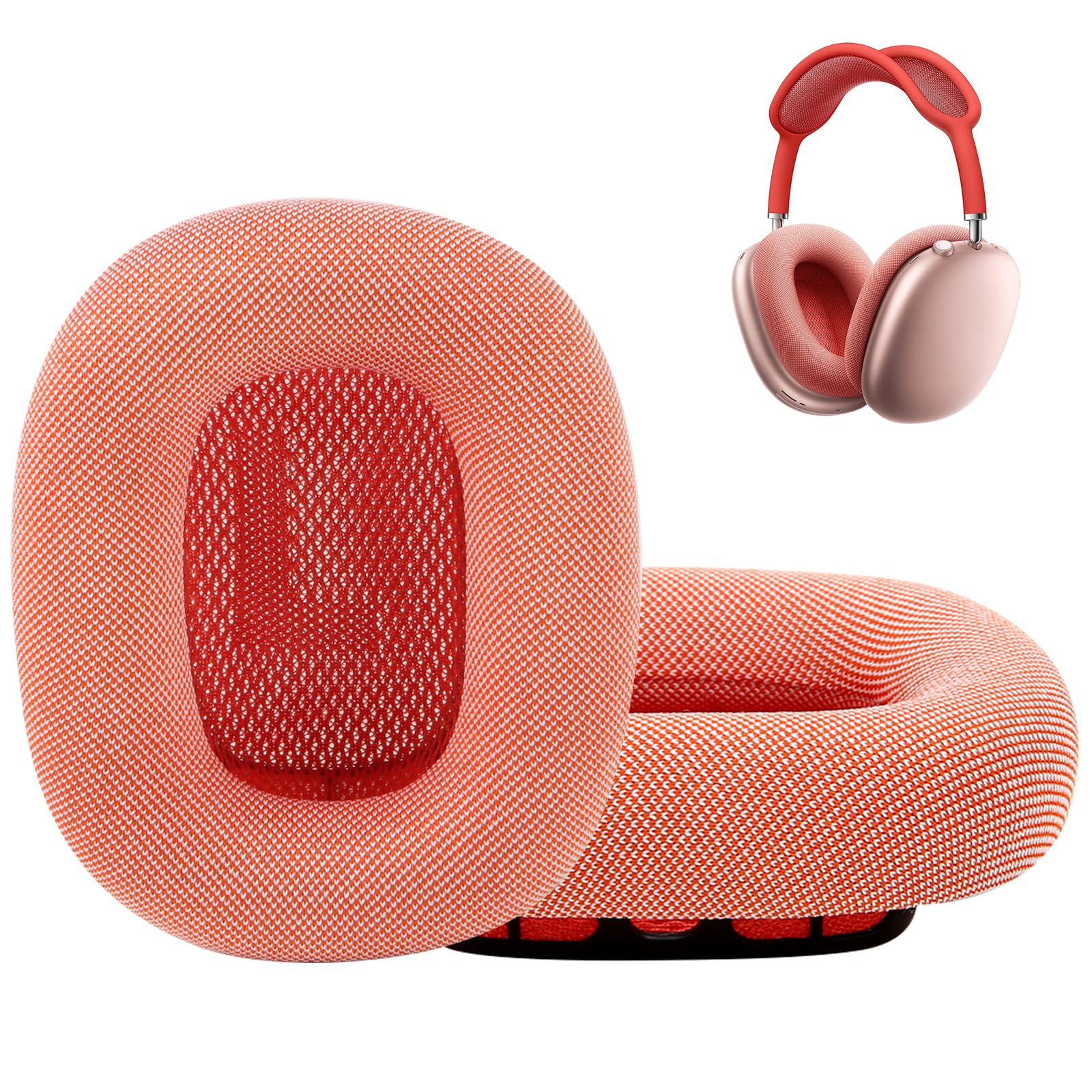 EARROCK Replacement Ear Cushions for AirPods Max 1 Over-Ear Headphones, Mesh Fabric Covered Earpads with Memory Foam and Magnet (Pink)