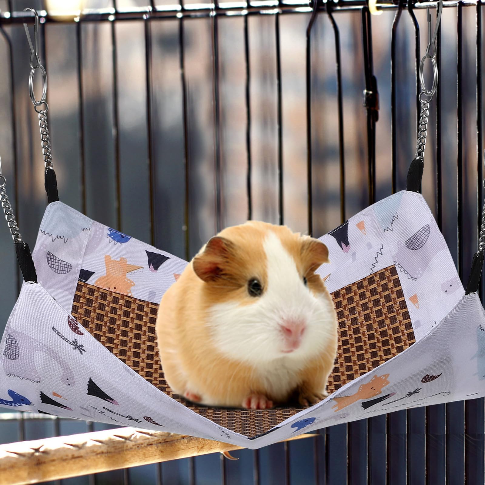 POPETPOP Hamaca Colgante para Hámster Y Mascotas Pequeñas Cama Y Transpirable con Diseño De Dibujos Animados Fácil De Colgar Y Lavable para Chinchillas Y Ardillas