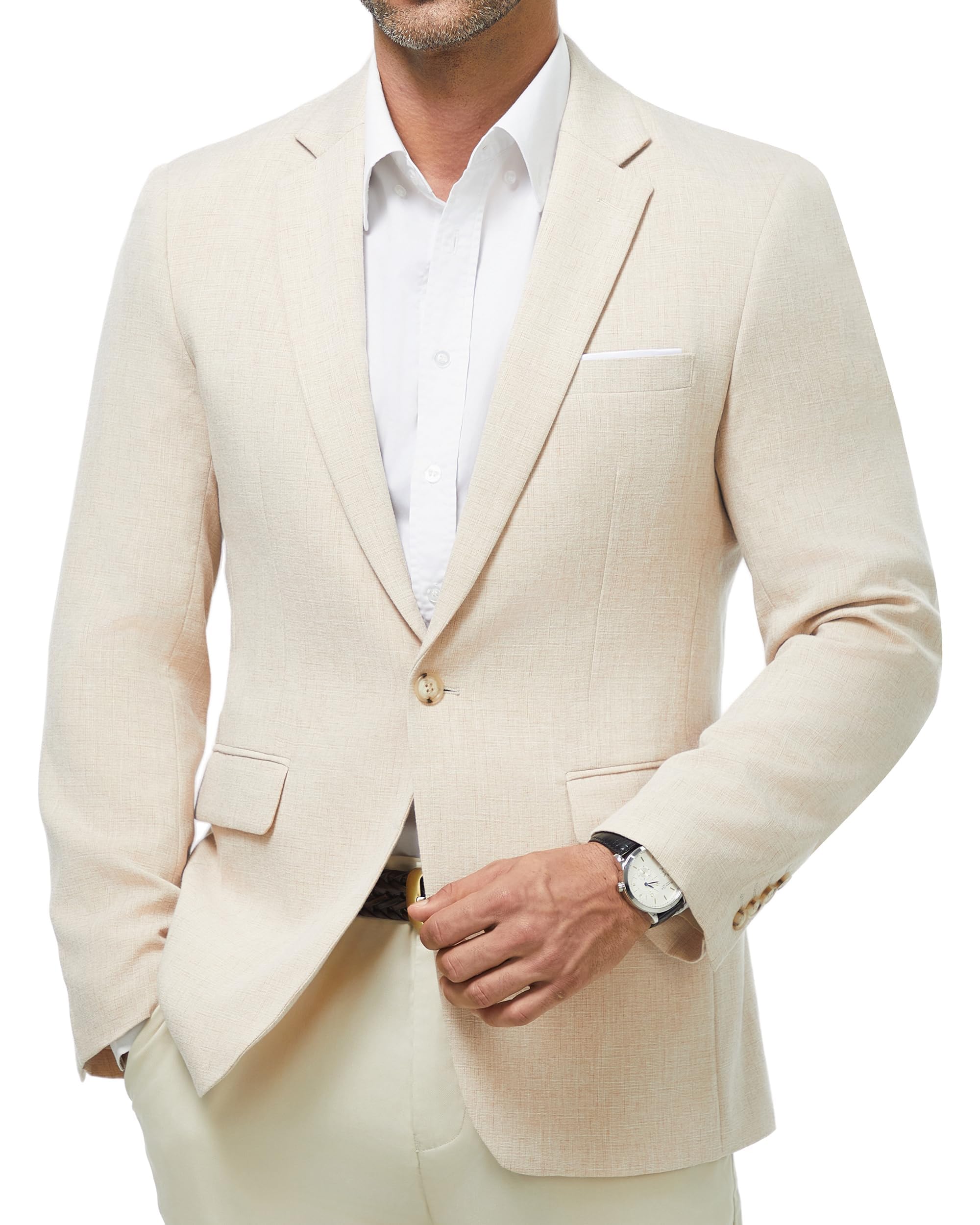 Blazer Hombre Elegante 1 Botón Regular Fit Chaqueta Traje Americana Casual Negocio Oficina Boda Evento Formal Primavera Verano Entretiempo