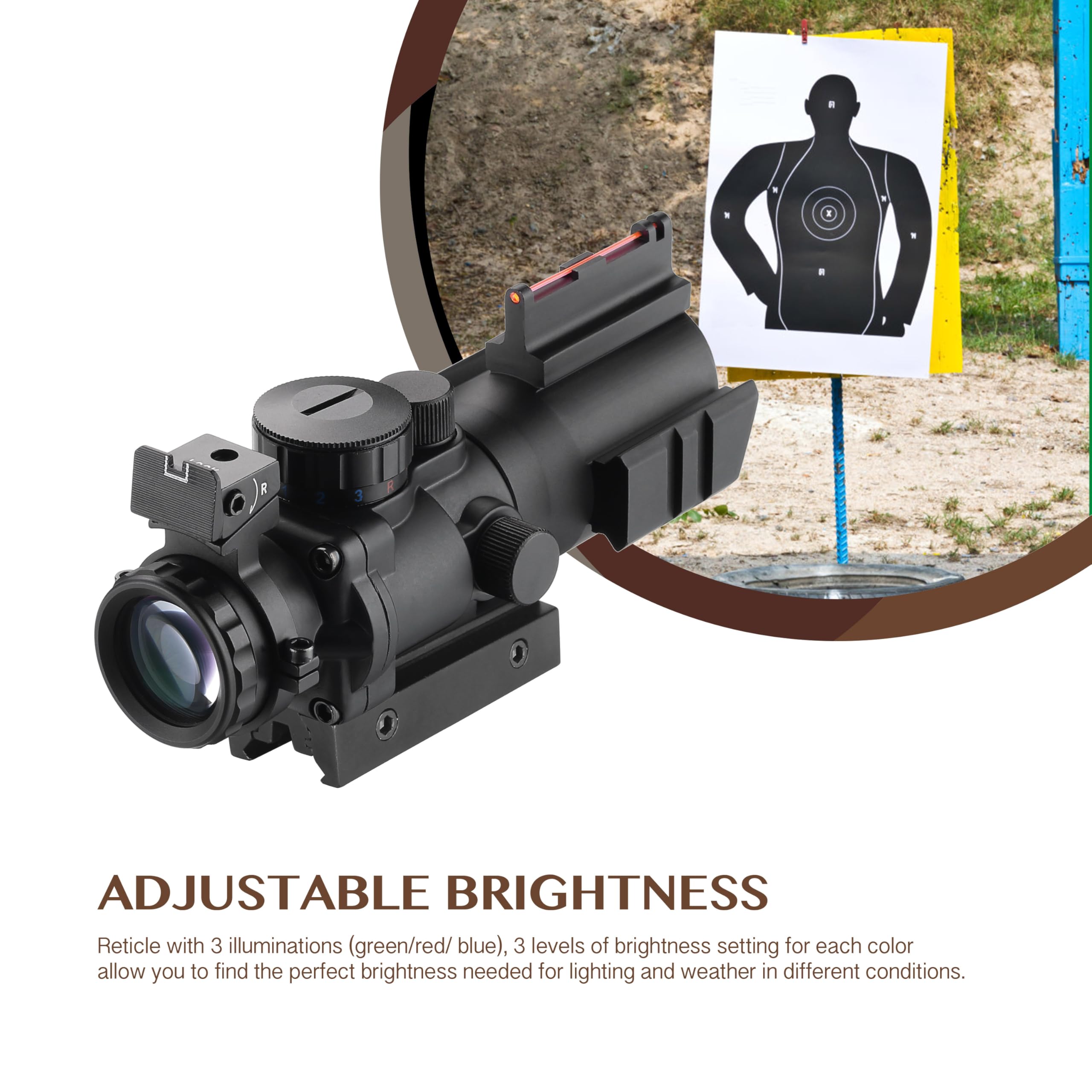 AOMEKIE Zielfernrohr 4x32mm mit Fiberoptic und 11mm/22mm Schiene Airsoft Red Dot Visier Sight Leuchtpunktvisier Rotpunktvisier für Jagd Softair und Armbrust