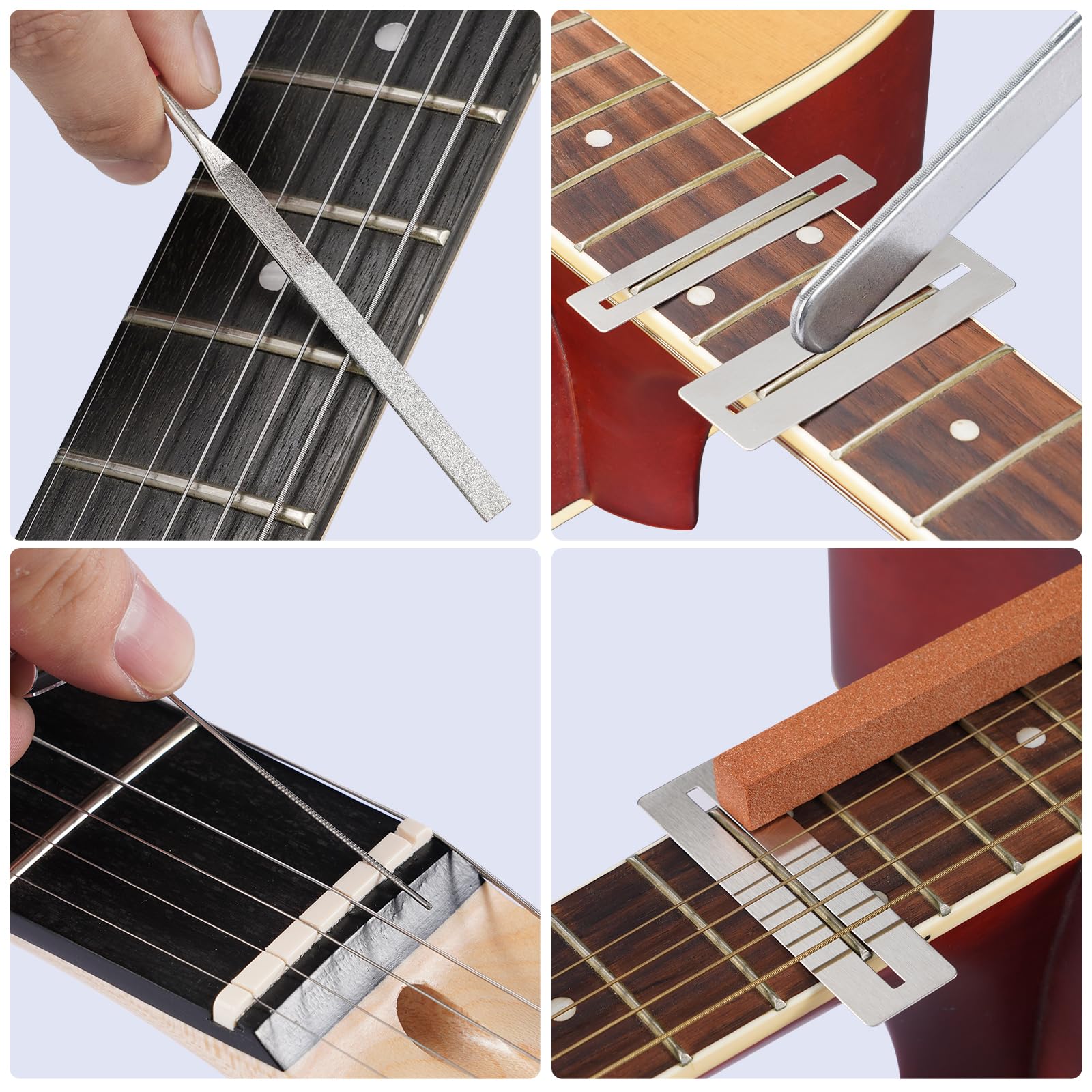 LEKATO Kit Herramientas Reparación de Guitarra, 25 Piezas Herramientas Mantenimiento de Guitarra, Kit de Limpieza con Cortadora Enrollador de Cuerdas, Guitar Tools para Ukelele Guitarra