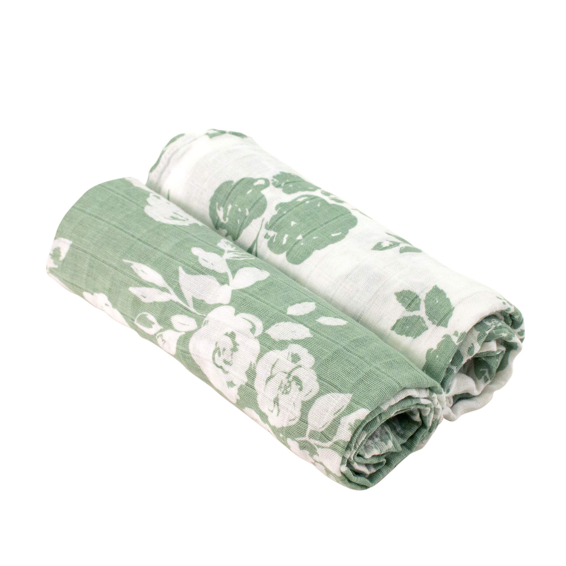 Bebe au Lait Mantas clásicas de muselina para envolver – Vintage y moderno floral, 47 x 47 pulgadas (paquete de 2)