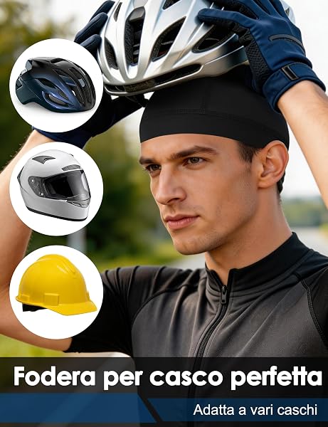 Becellen 2 Pezzi sotto Casco Bici Estivo, Cuffia Sottocasco Moto Estivo Cappello da Ciclismo Skull cap Leggero Traspirante Asciuga Velocemente per Uomo Donna Sport - 2