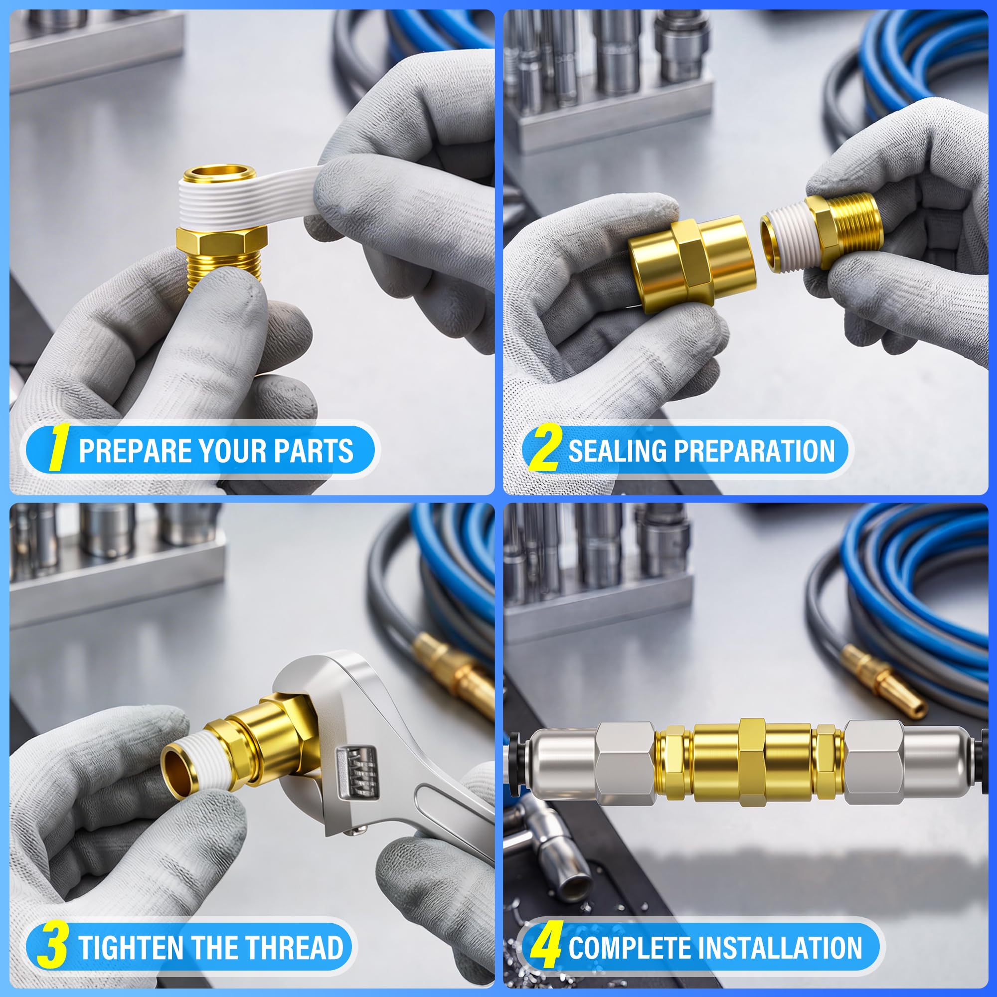 TAILONZ PNEUMATIC Raccordo esagonale per tubo femmina NPT da 1/2", in ottone, confezione da 15