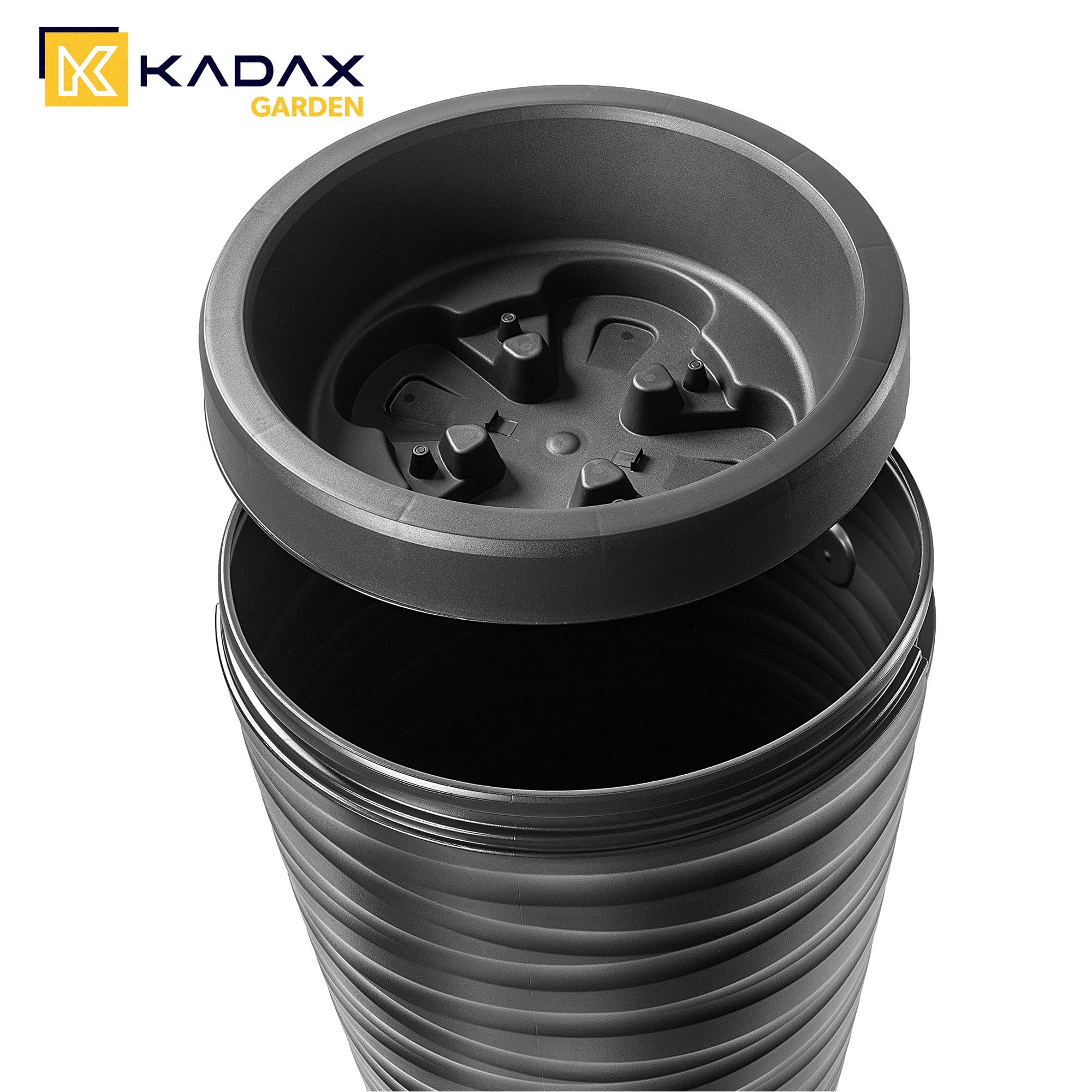 KADAX Barril de lluvia de 240 l, barril de lluvia con grifo, maceta y soporte, depósito de agua de lluvia de plástico, depósito de agua de lluvia para recoger agua de lluvia