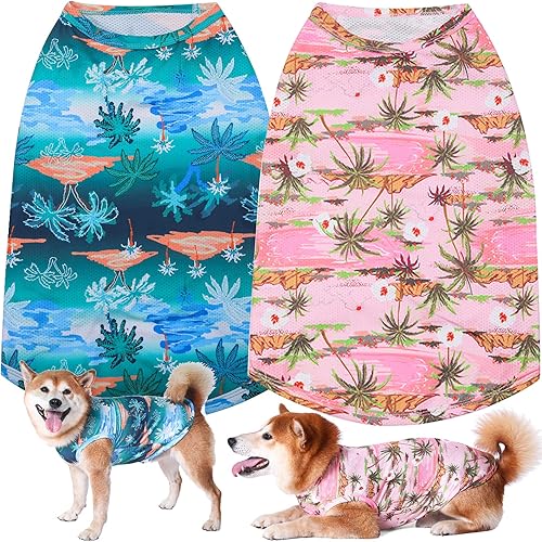 Y-blue Camisas hawaianas para perros, camisetas transpirables de malla de secado rápido para el verano, para niños y niñas, bulldog francés, rosa y