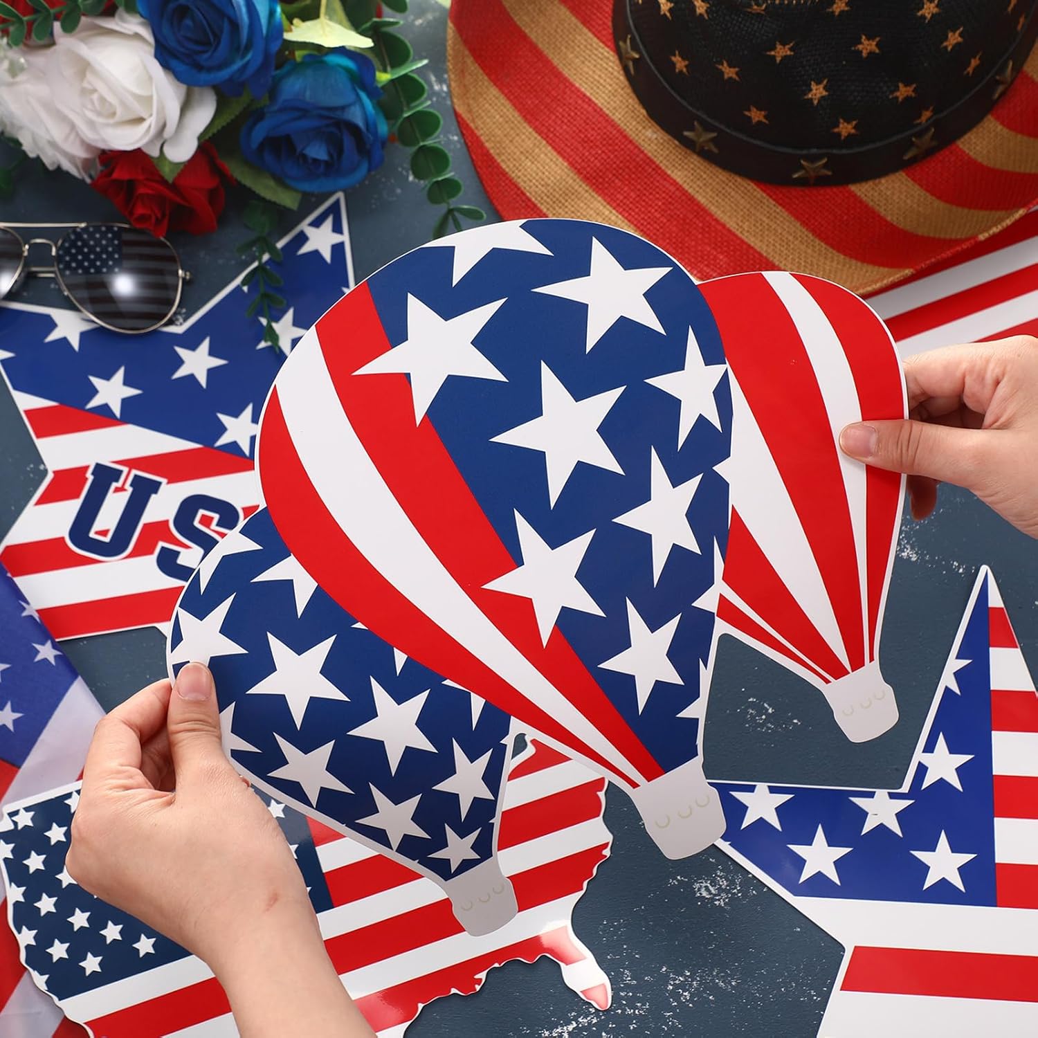 Crtiin 10 Pcs Us Patriotic Garage Door Magnets 250th Anniversary 4th of July Red White Blue Stars Map Flag Garage Door Decal Sticker Decorations for Memorial Independence Day Home Car Yard Decor