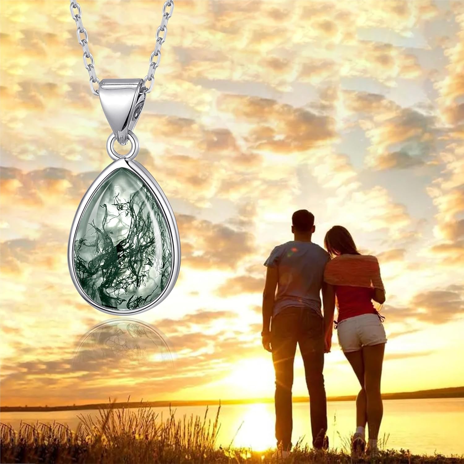 Larimar/Moonstone/Black Onyx/Moss Agate Necklace Jewelry Gifs for Women - Image 6