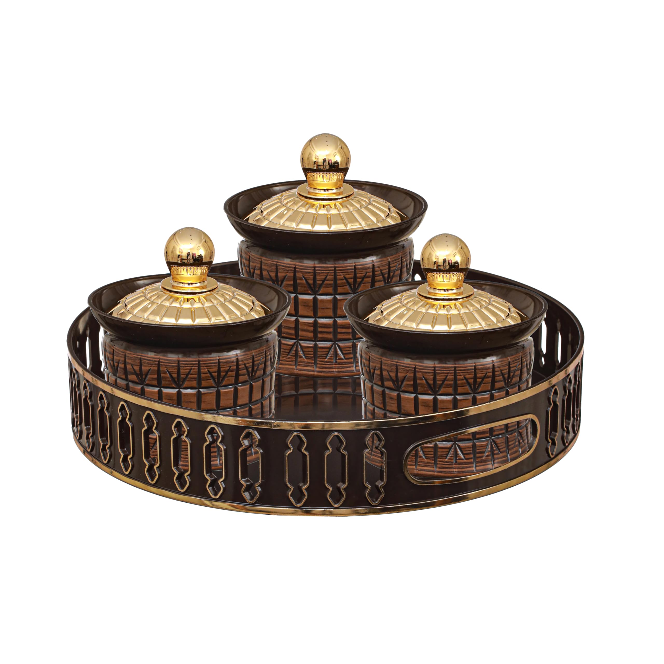 TruewareVenice Luxury Serving Set, 3 Airtight Containers with Lids, 1 Tray, Multipurpose, Unbreakable, Sturdy