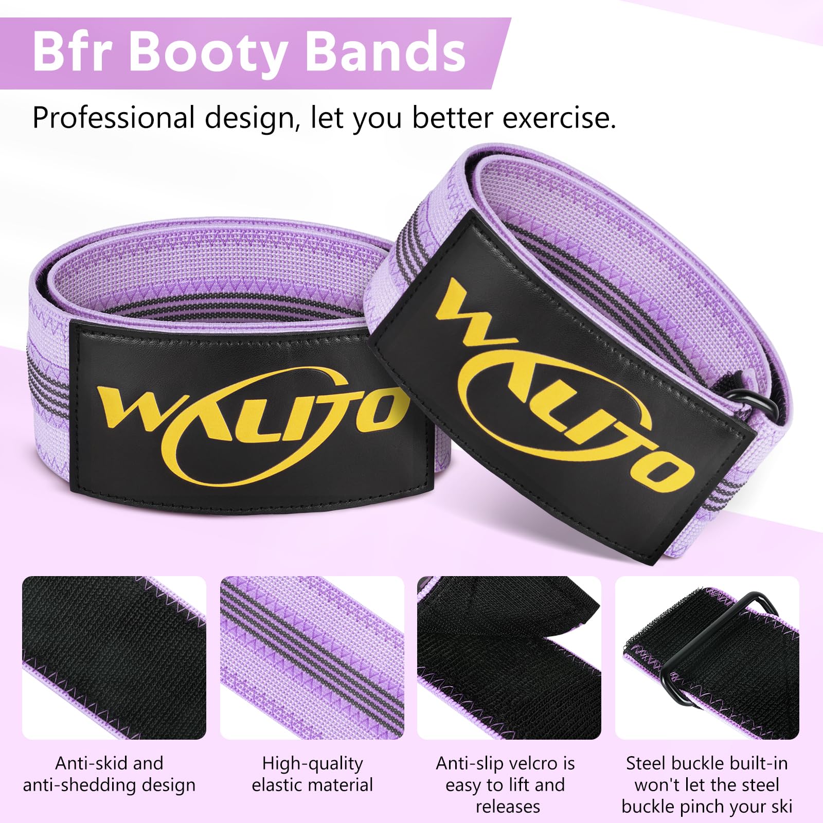 WOOSL bandas de resistencia para piernas y traseros, bandas elásticas para ejercicios de cadera, bandas elásticas antideslizantes (2019 Upgrade), 15.1' Pink Bands
