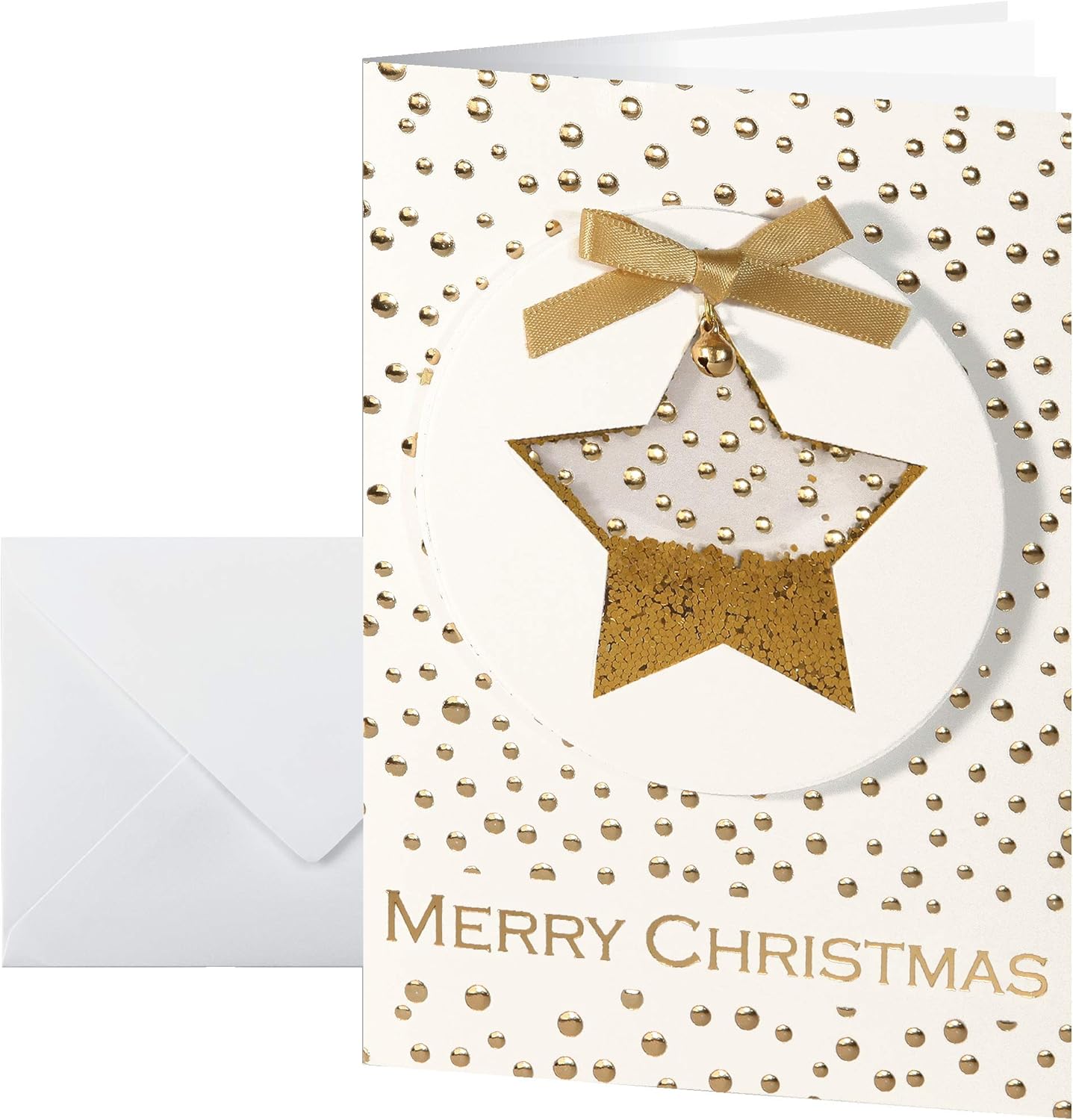 SIGEL DS059 Christmas Greeting Card "Confetti Star", A6 (A5), blank, 10 pcs. incl. 10 envelopes