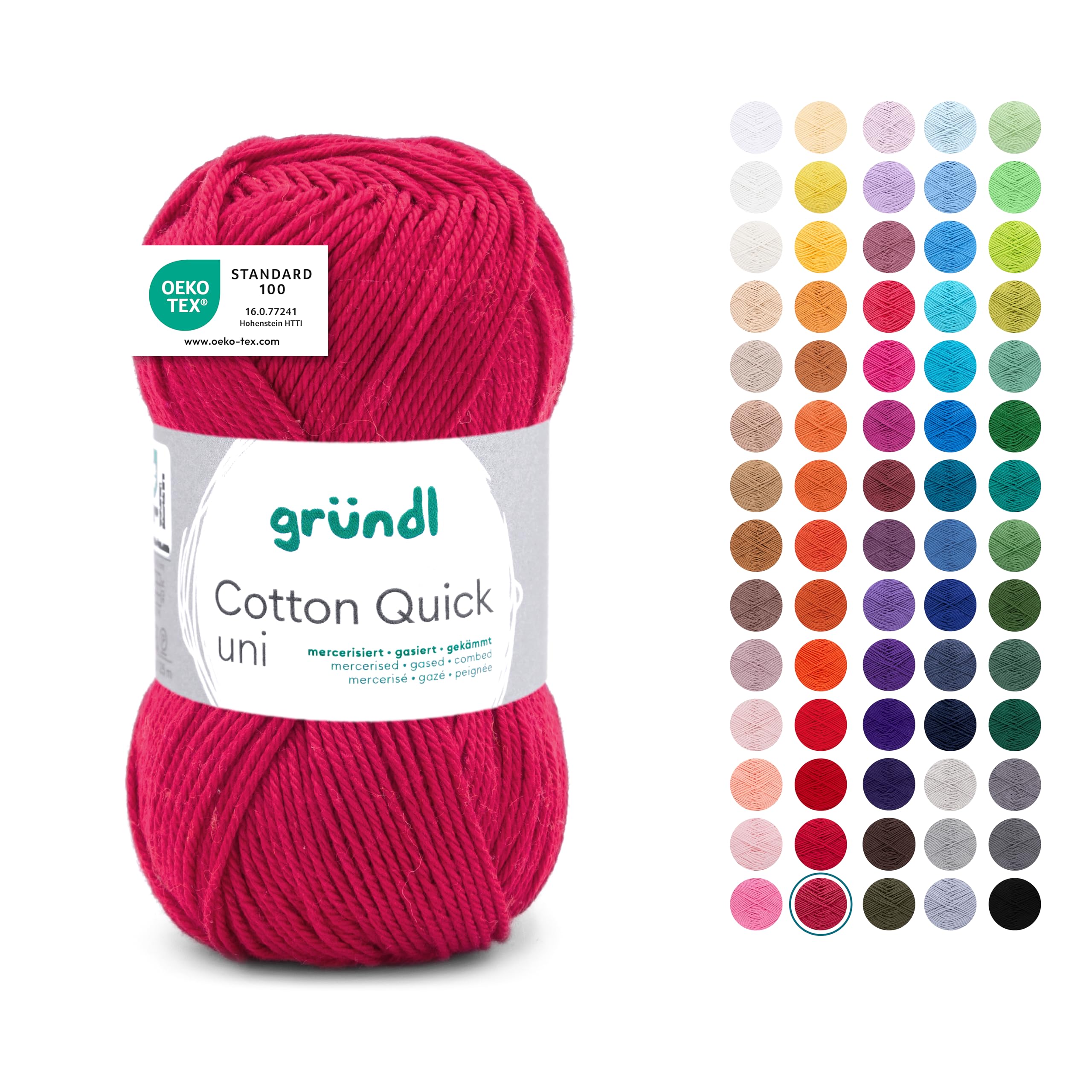 Gründl Wolle Cotton Quick uni Häkelgarn 1 Knäuel 50 g, weinrot