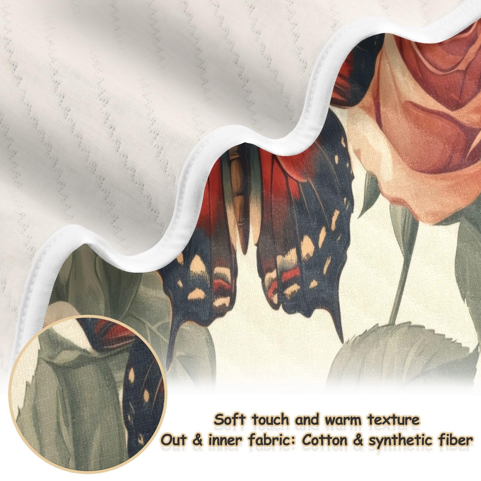 Burbuja Valentine Roses Butterfly Baby Blanket for Boys Girls, Nursery Soft Warm Swaddling Receiving Baby Blankets, 30x40 in Toddler Blanket