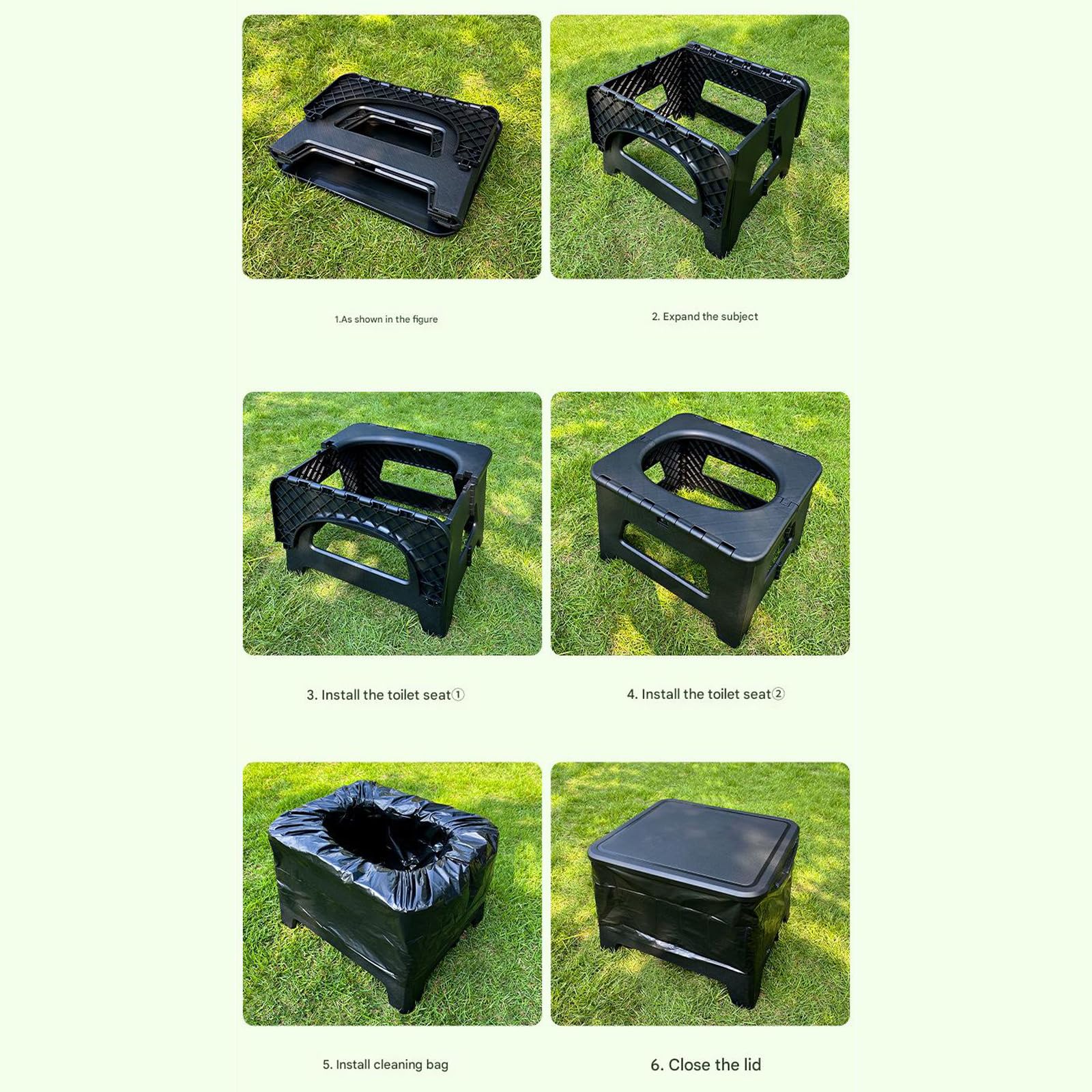 NUEAYMS Inodoro de emergencia para viajes de campamento, inodoro, plegable, compacto, ligero, de alta capacidad, con bolsa absorbente, Porta Potty