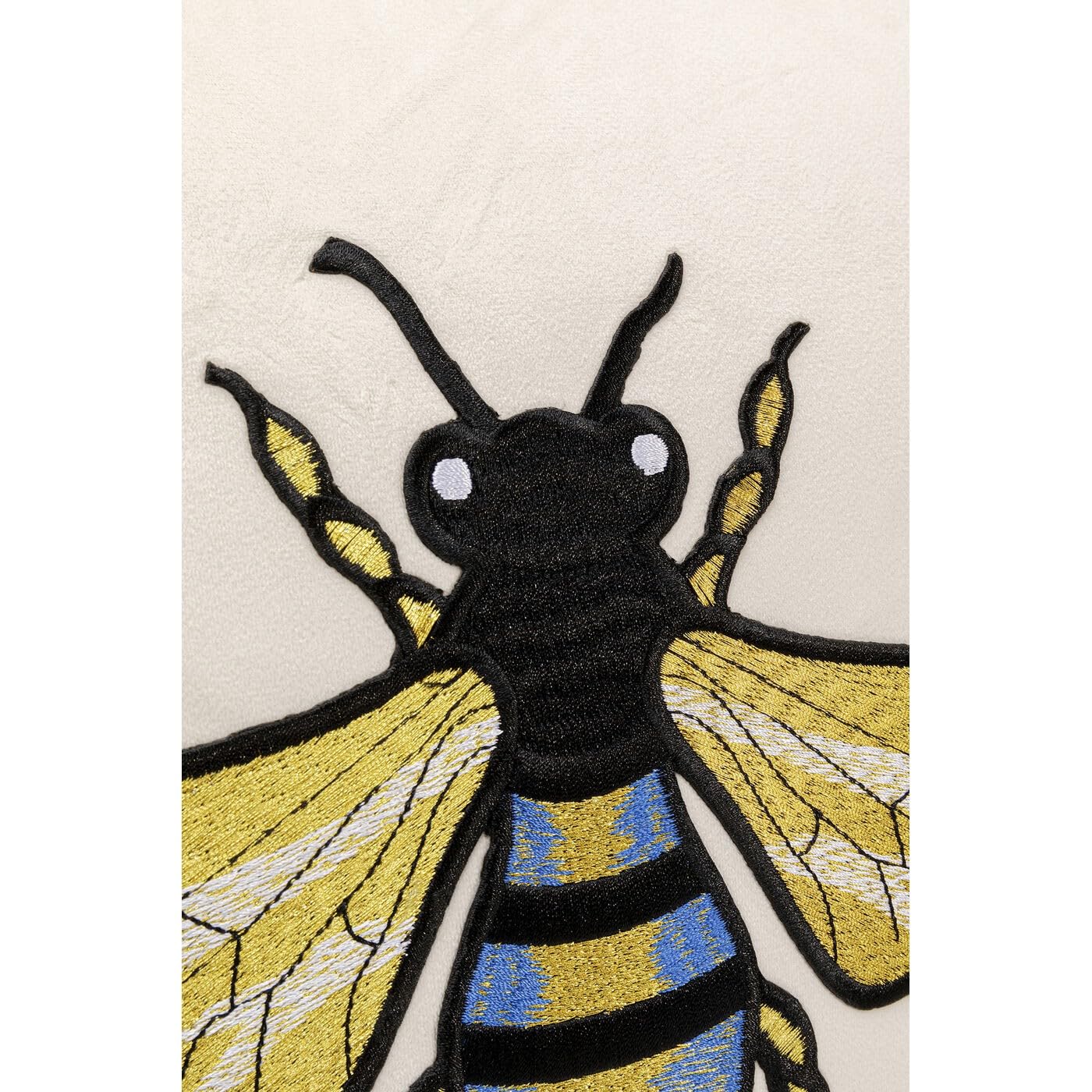 KARE Design Kissen Bee, 45x45cm, Weiß, Modern, Zierkissen, Dekokissen, Tiermotiv, mit Reißverschluss, Schlafzimmer, Wohnzimmer, für Sofas/Couches