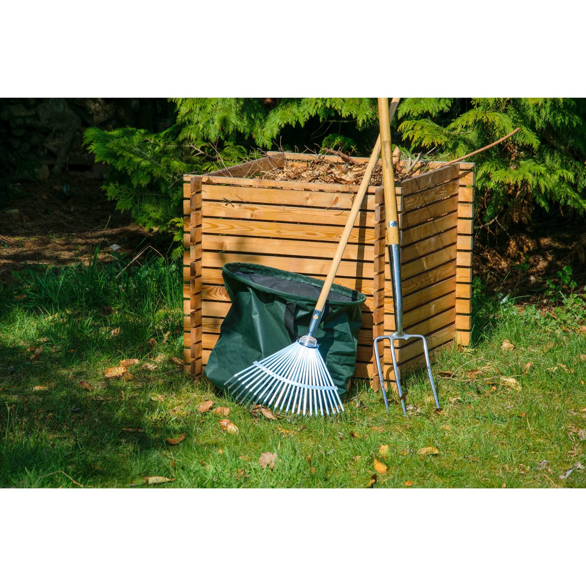 dobar® Green Label Composteur en bois Lärchi | Bac à compost carré 420 L | Kit de construction en bois massif avec système d'emboîtement | Composteur de jardin durable | 79 x 79 x 79 cm
