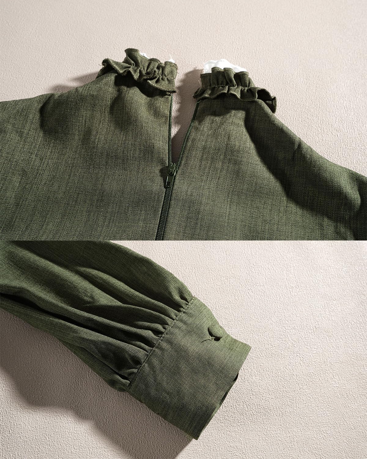 FCCAM Green Victorian Dress for Women Long Sleeve 1800s Edwardian Dress Ball Gown Renaissance Costume - Image 7