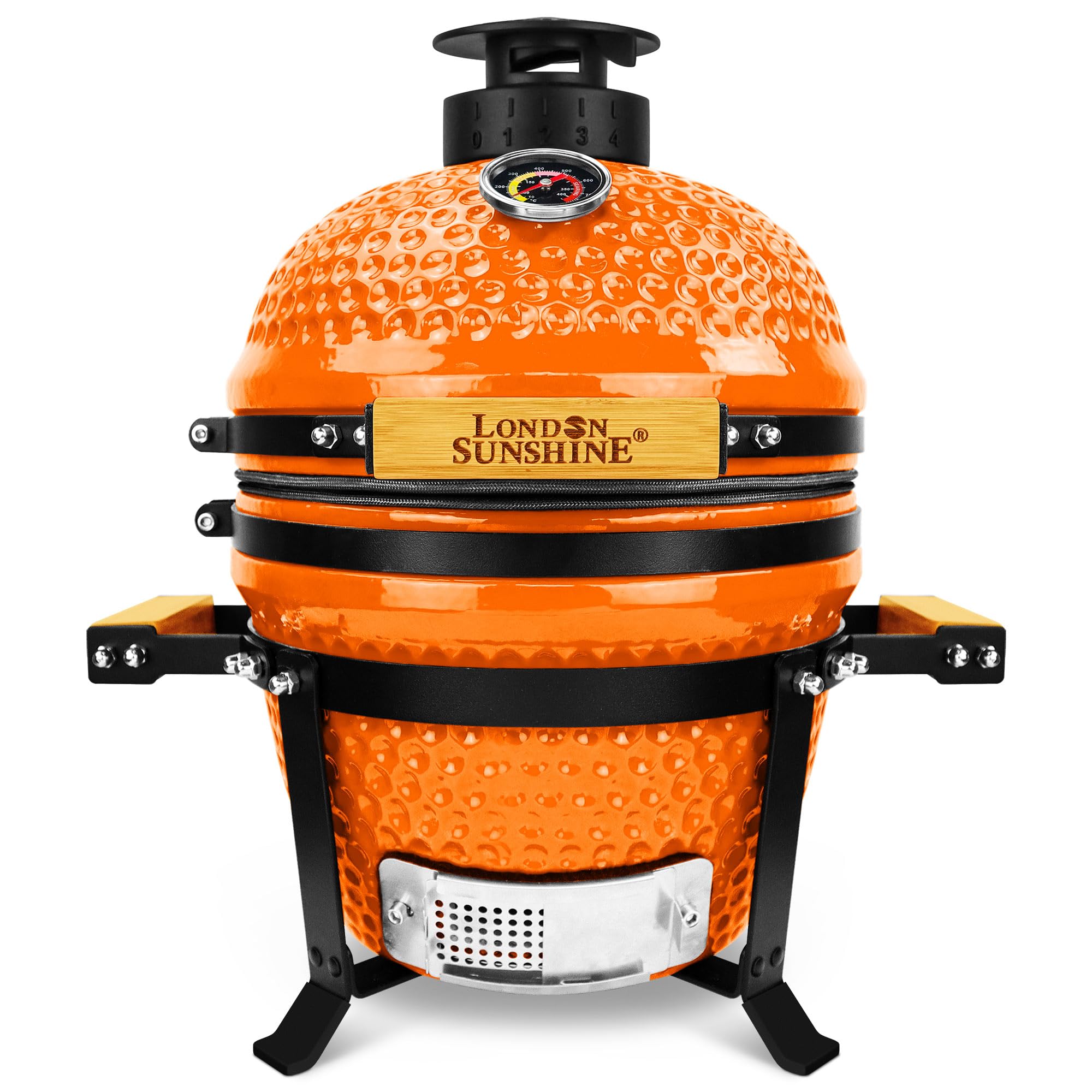 Upgraded 13 inch Ceramic Kamado Grill with Waterproof Air Vent Cap
