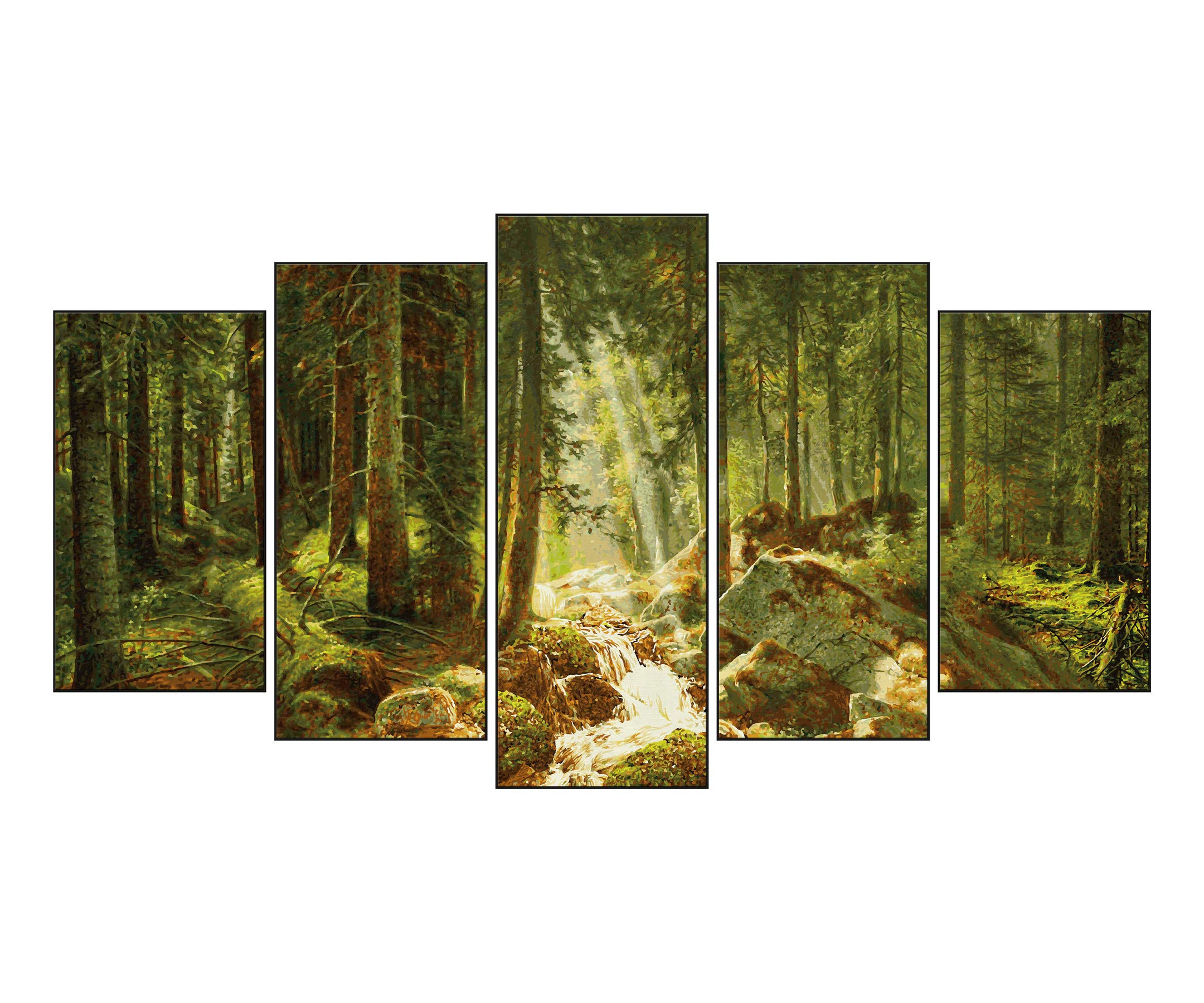Schipper 609450832 Dipingere con i Numeri – La Nostra Foresta – Dipingere Immagini per Adulti, compresi pennelli e Colori acrilici, 5 Immagini, Master Class Polittico Professionale, Edition, 132 x 72